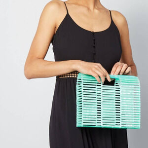 ModCloth Malibu Sky Full Transparency Clutch in Aqua NEW